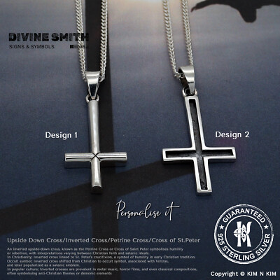 925 Silber umgekehrte Kreuz Halskette - St. Peter Gothic Anhänger Auf dem Kopf