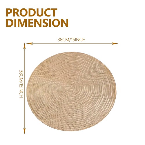 Round PVC Placemats Set of 4 Table Mats Heat Resistant Non-Slip for Dining Ta... - Picture 2 of 7