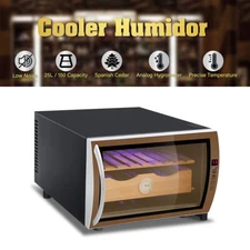25L Electric Humidor Cigar Cooler w/ Spanish Cedar Wood Shelves, 150 Capacity US
