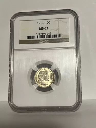 1913-P 1913 Barber Dime 10c NGC - MS62