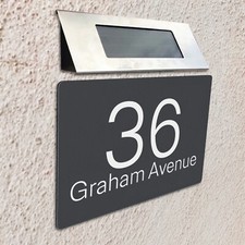 Floating House Number Sign Plaques Personalized with Solar Light for Front Door