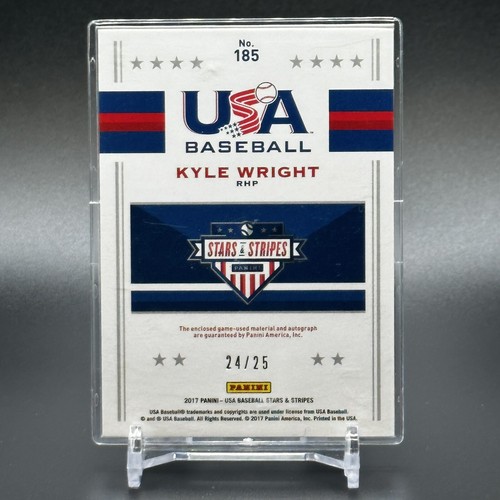 Kyle Wright 2017 Panini USA Stars & Stripes Patch Auto #'d /25 - Braves / Royals - Picture 3 of 3