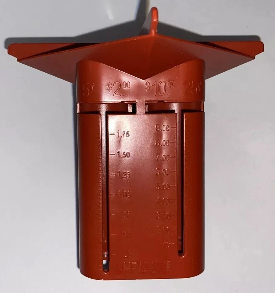 Classificador de moedas MMF Industries contador de concurso vermelho feito nos EUA 4 tubos - Imagem 4 de 4