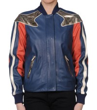 Cavalli Soft Blue Lamb Leather Jacket Coat Uk8 It40 Brand + Tags