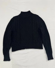 G. Label by Goop Cable Sweater - Size S - Black - Made in Italy - 100% Wool