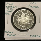 1994 Canada Silver Dollar Northern Dog Team Patrol “MAR76” Canadian $1 Dogsled