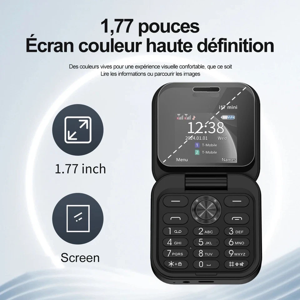 Téléphone Portable SERVO I17 Mini Clapet Double SIM Radio Lampe Poche Débloqué2G - Photo 2/4