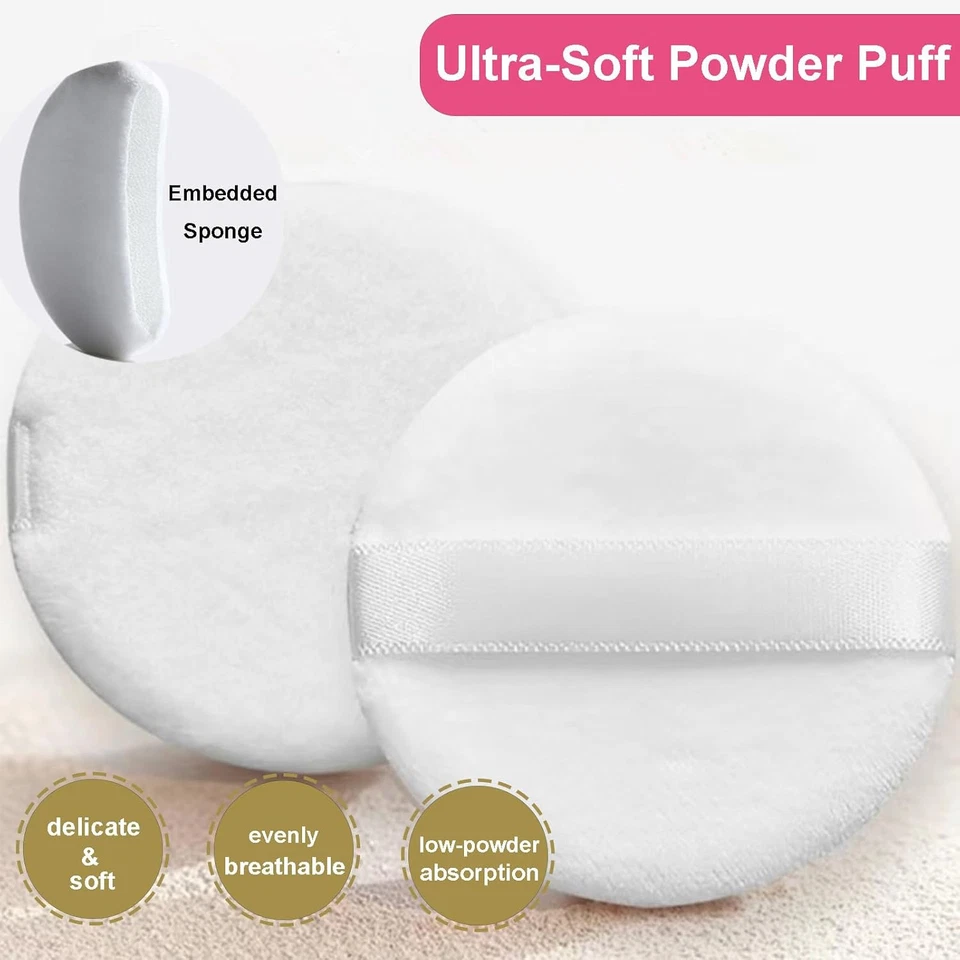 Soplo de polvo corporal con recipiente de vidrio, aplicador para polvo (blanco) Foto 4 de 4