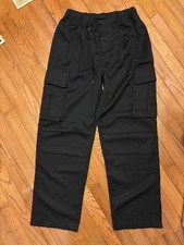 Men's Baggy Light Weight Black Cargo Pants Size M Elastic Waist - New