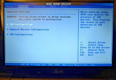 ASUS EEE PC 1000HE  10'' Screen Powers on/No Hard Drive OS or Power Supply