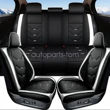 For Chevrolet Full Set 5-Sits Front&Rear Seat Cover Faux Leather Protector White