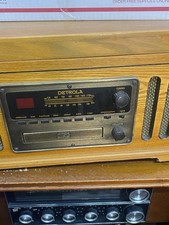 Detrola KM837 Stereo Record Player Phono Cassette CD AM FM Radio Tested Works