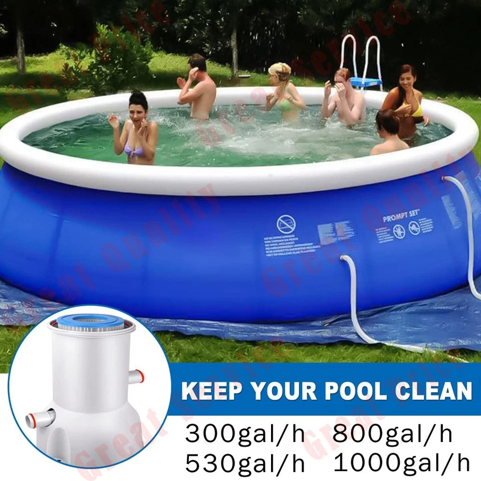 Above Ground Pool Clear Cartridge Filter Pump Set 300/530/800/1000 Gal Pool Pump - Image 4 of 4