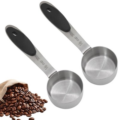 2 Pcs 1/8 Cup Stainless Steel Measuring Spoons Set Long Handle Coffee Scoop