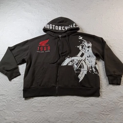 Honda Team Racing Hoodie Sweatshirt Mens S Black White Motorcycles 2-Sided EUC - Photo 1/4