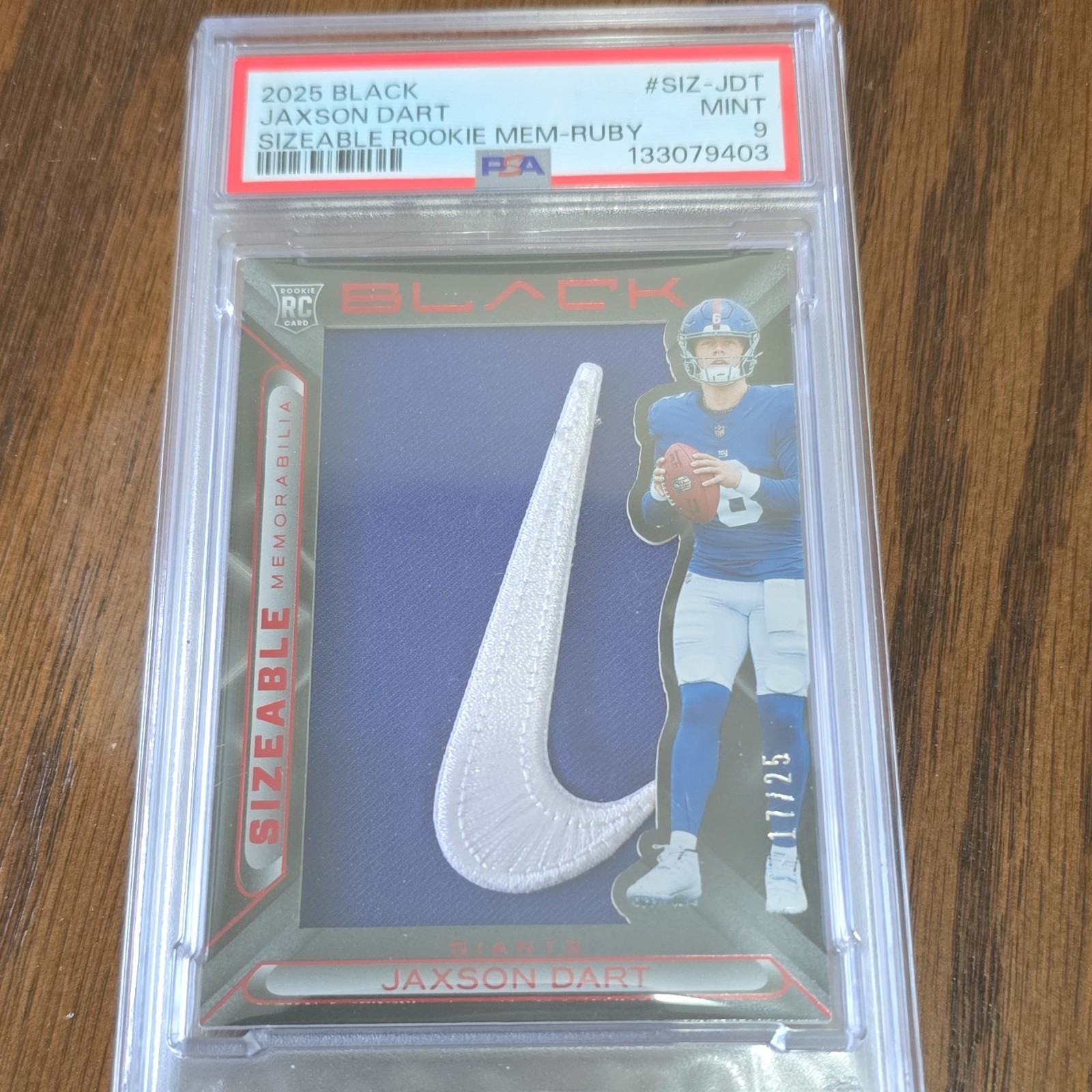 Jaxson Dart Panini Black Sizeable Rookie Memorabilia #SIZJDT Ruby