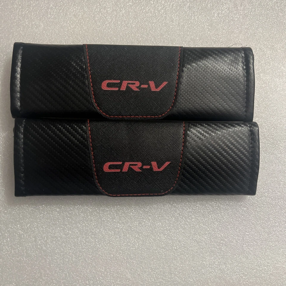 Cojines de cinturón de seguridad de cuero de fibra de carbono 2 piezas almohadilla de hombro suave para CR-V Foto 2 de 3