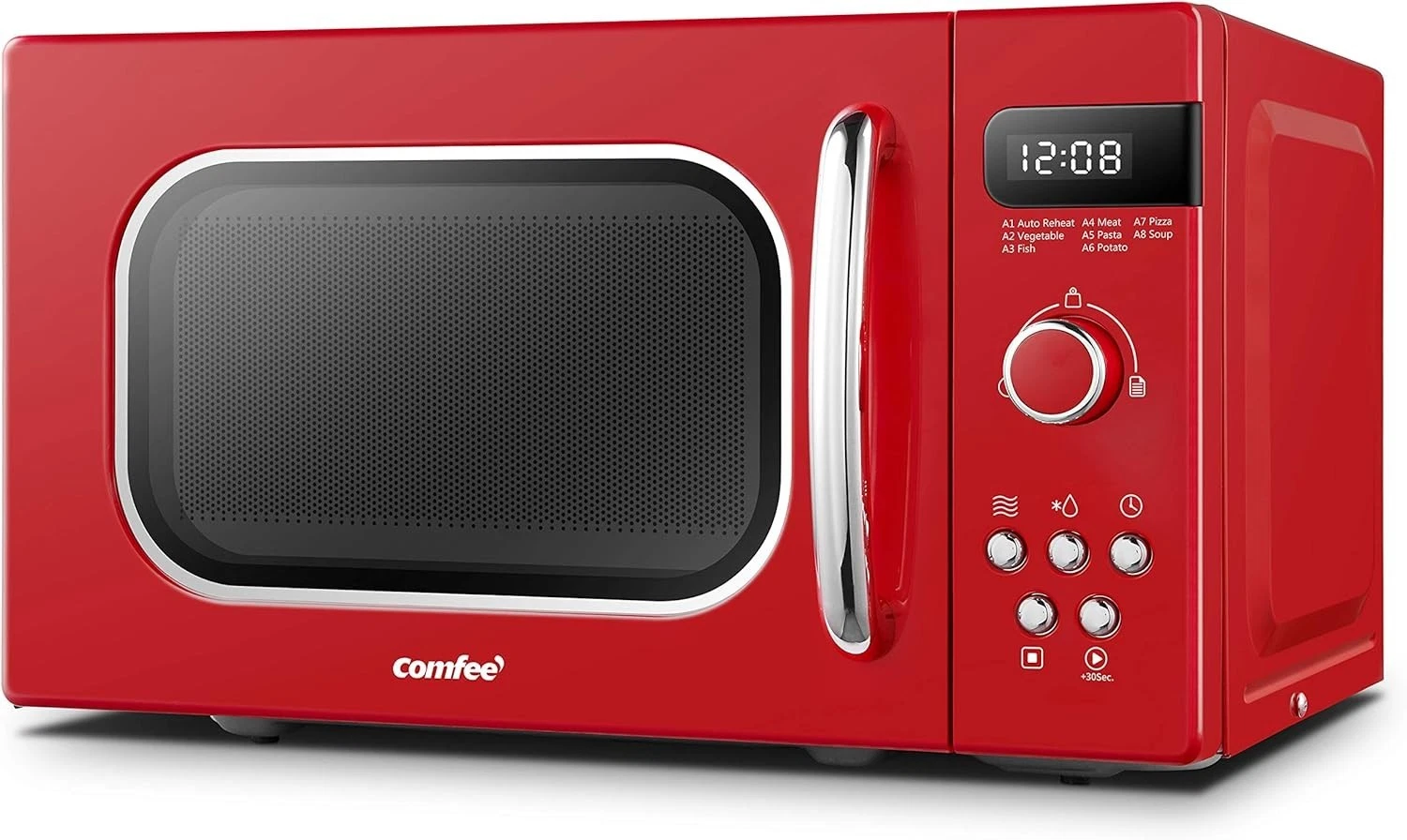 Retro Style 800w 20l Microwave Oven With 8 Auto Menus, 5 Cooking Power Express