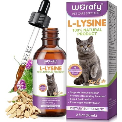 Lysin für Katzen - L-Lysin Flüssigpräparat für Katzen und Kätzchen 60ml, Unte...
