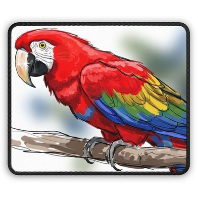 Cute Red Parrot Sketch Gaming Mouse Pad