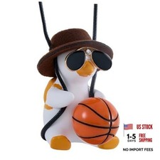Swinging Duck Car Hanging Ornament, Cute Duck Rearview Mirror Basketball