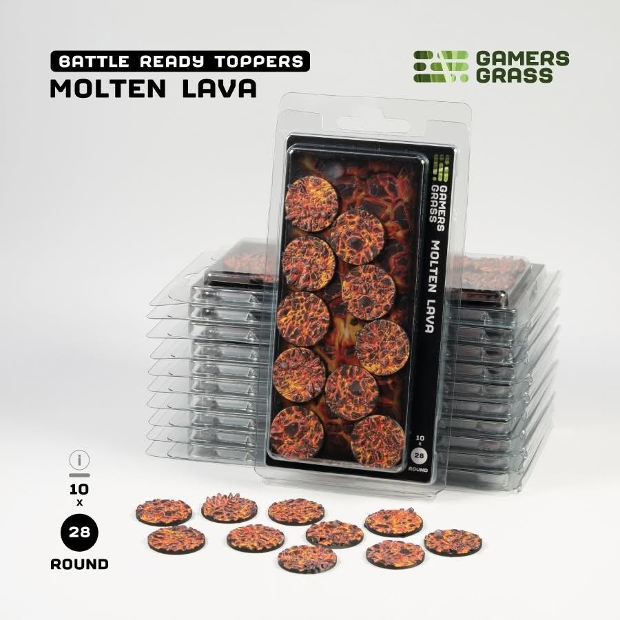 Gamers Grass Battle Ready Toppers Molten Lava - Round 28mm (x10) Model Basing