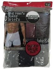 New Jake & Co Mens Sizes 5XL-6XL Underwear Boxer Briefs Black/Gray/Maroon 6-Pack