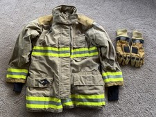 FIRE FIGHTING BUNKER JACKET QUAKER SAFETY TURNOUT GEAR SIZE 48-34-36 GLOVES L
