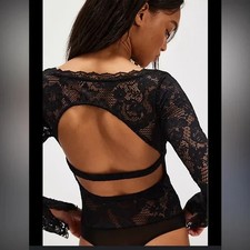 New Free People Perfectly Fine Lace Bodysuit Mauve L