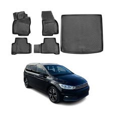 Fußmatten & Kofferraumwanne Set für VW Touran II 2015-2026 Gummi TPE Schwarz 5x