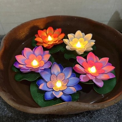 Floating Lotus Lights Water Lily Candles Light for Pool Festival Nigh 1 pcs