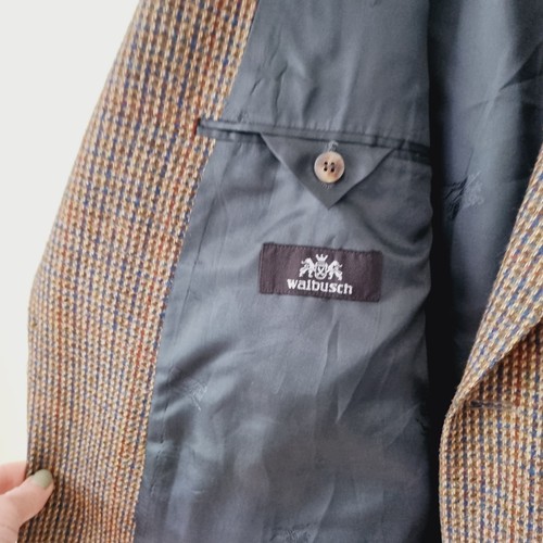 Vintage Burberry's Wool Jacket Jockey Brown Checked Size 56 L XL Men's Walbusch - Picture 4 of 15