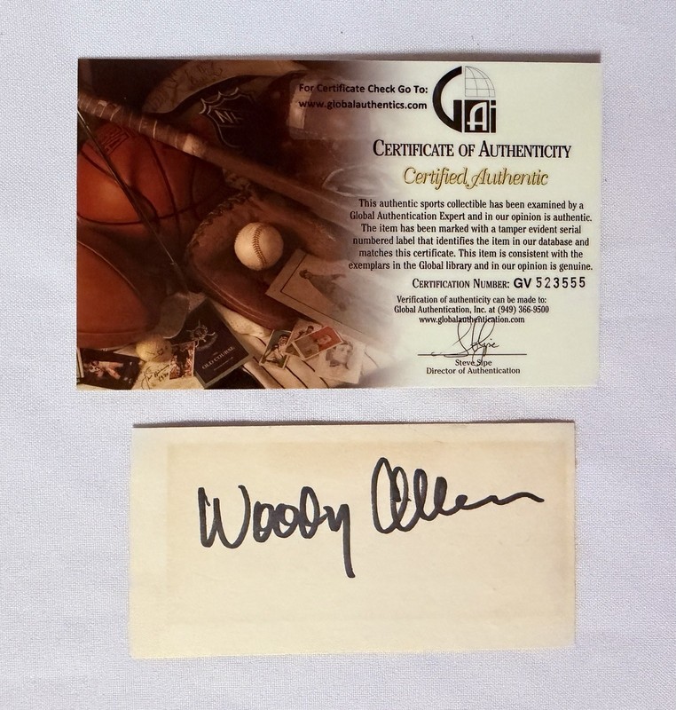 Woody Allen Autograph Cut Signed Index Card W/ GAI COA