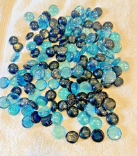 143 Blue Glass Pebbles Colored Stones 2LB Flat Marbles Decorative Glass Gems