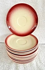 Vintage Hollydale Pottery Saucer(s) White Red Trim Modern California USA