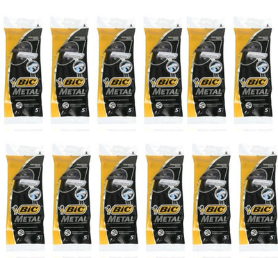  Bic Metal Men's Disposable Shaving Razors 5-Count x 1 Pack 60 Pcs Pack of 12