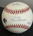 Barry Bonds & Randy Johnson Signed MLB Baseball 5x Cy MVP Stat Auto Goldin Coa