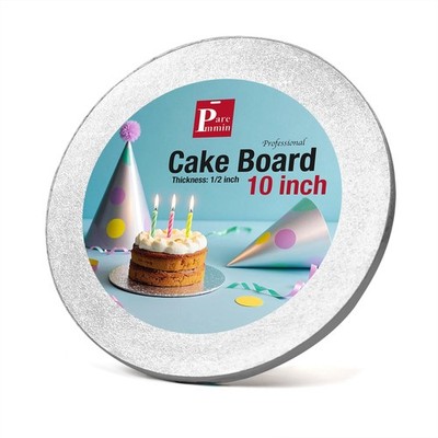 Round Cake Boards 1 PCS 10 Inch 1/2 Inch Thick Silver Sturdy Drum Waterproof