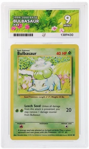 ACE 9 Bulbasaur 44/102 Base Set 4th Print 1999 - 2000 Pokemon Card Mint
