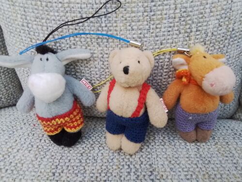 Rare set 3 Nici plush soft toys-Donkey, Bear and Moose in knitted clothing 8cm - Imagen 10 de 10