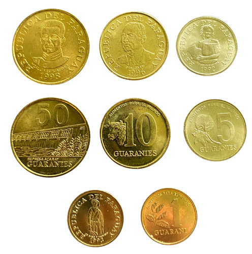 Paraguay 4 Coins Set UNC With Spots 1, 5, 10, 50 Guaranies World Coins