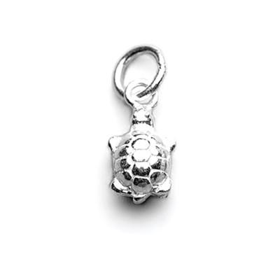 Sterling Silber kleine Schildkröte Charm - 3D Schildkröte Muschel Anhänger