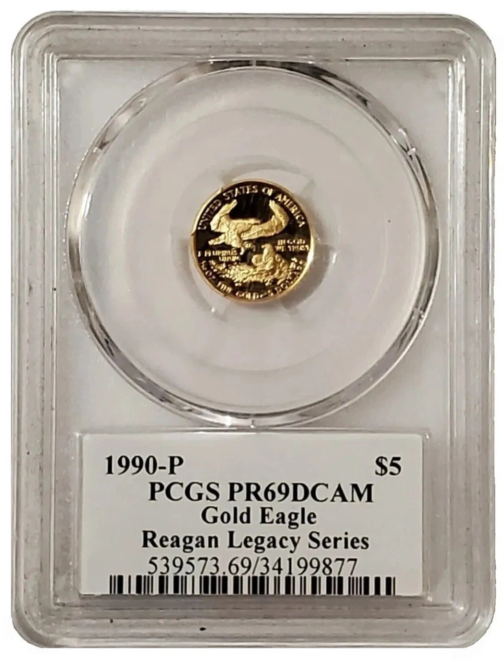 1990-P 1/10 Oz GOLD $5 AMERICAN EAGLE PCGS PR69DCAM Michael Rigan Signature Coin - Image 2 of 2