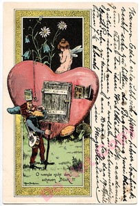 Carte Postale Ancienne Cpa Saint Valentin Lutin Gnome Hans Starcke 1900 Stroefer Ebay