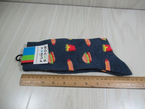 Funky Socks burgers fries hot dogs men women fits 6-12 shoe size NEW blue - 第 5/5 張圖片