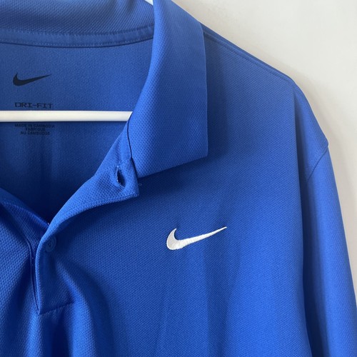 Nike Dri-Fit Polo Shirt Size XL Blue Golf Men's Short Sleeve Polyester - Picture 3 of 6