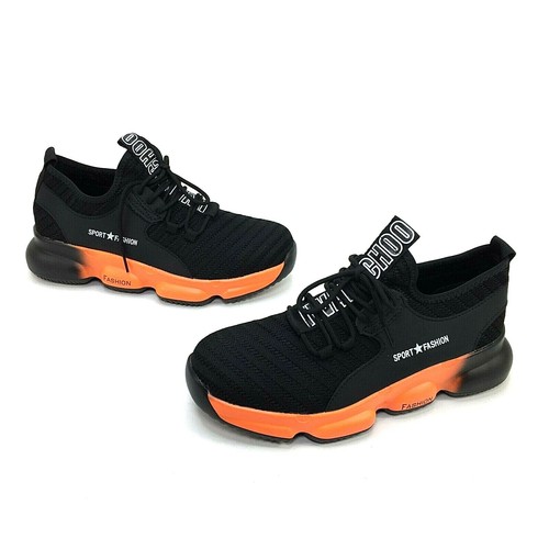 orange and black steel toe shoes