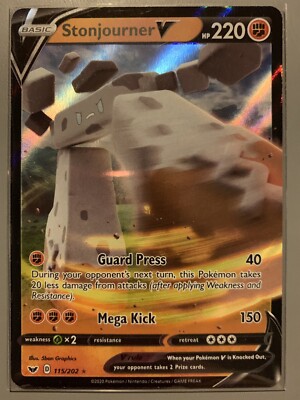 Pokemon Stonjourner V Sword Shield Base Set Ultra Rare 115 202 Ebay