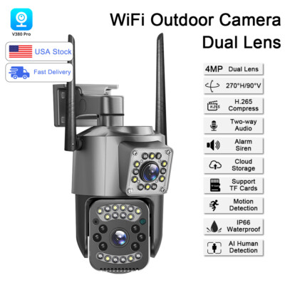 4MP Wireless Security Camera System Outdoor Home Dual Lens Wifi Night Vision Cam