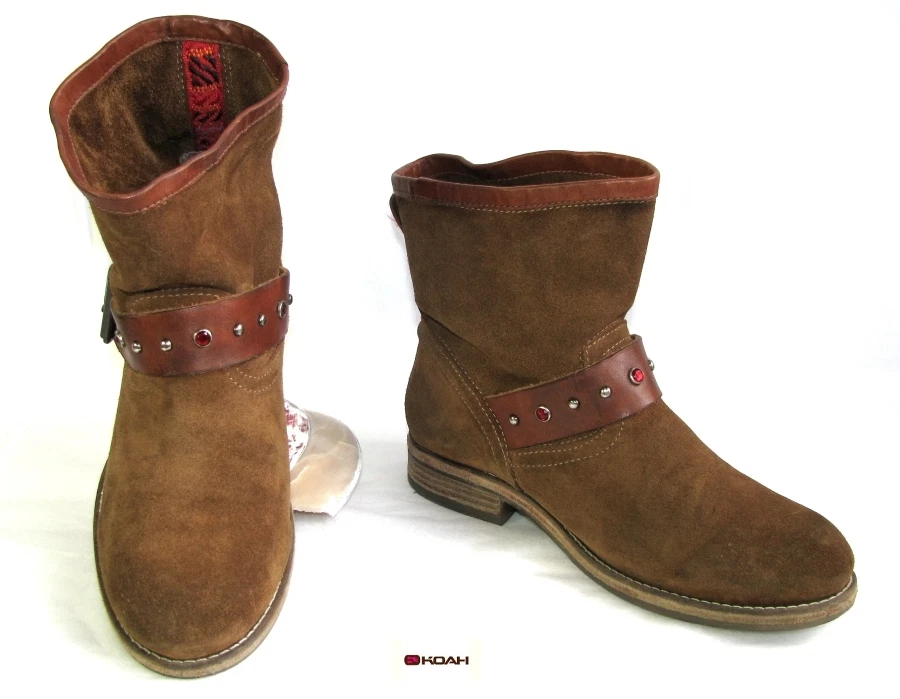 Koah Boots Booties all Leather Suede Brown 37 Very Good Condition